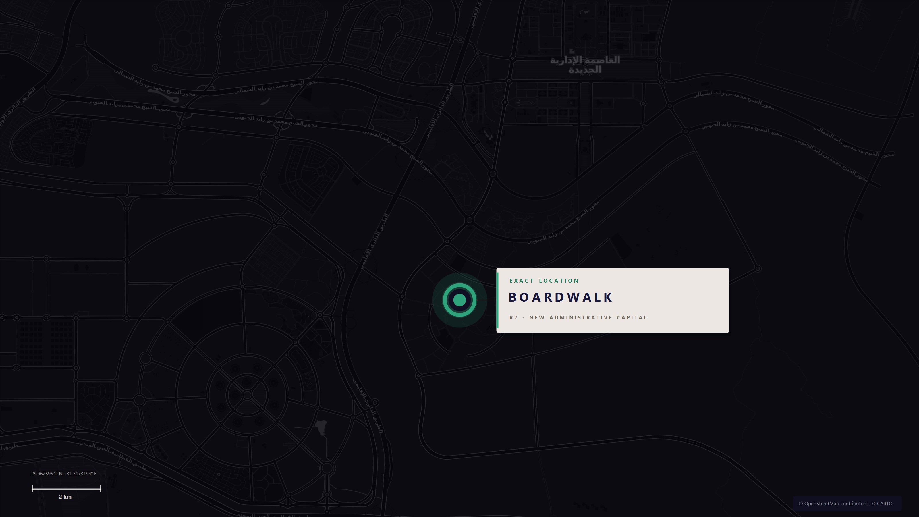 Map of Boardwalk's exact location in R7, New Administrative Capital