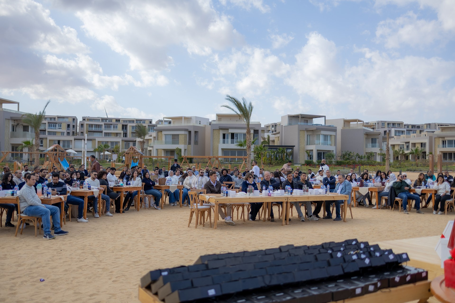ATRIC team members gathered beside the sea at BOHO Sokhna