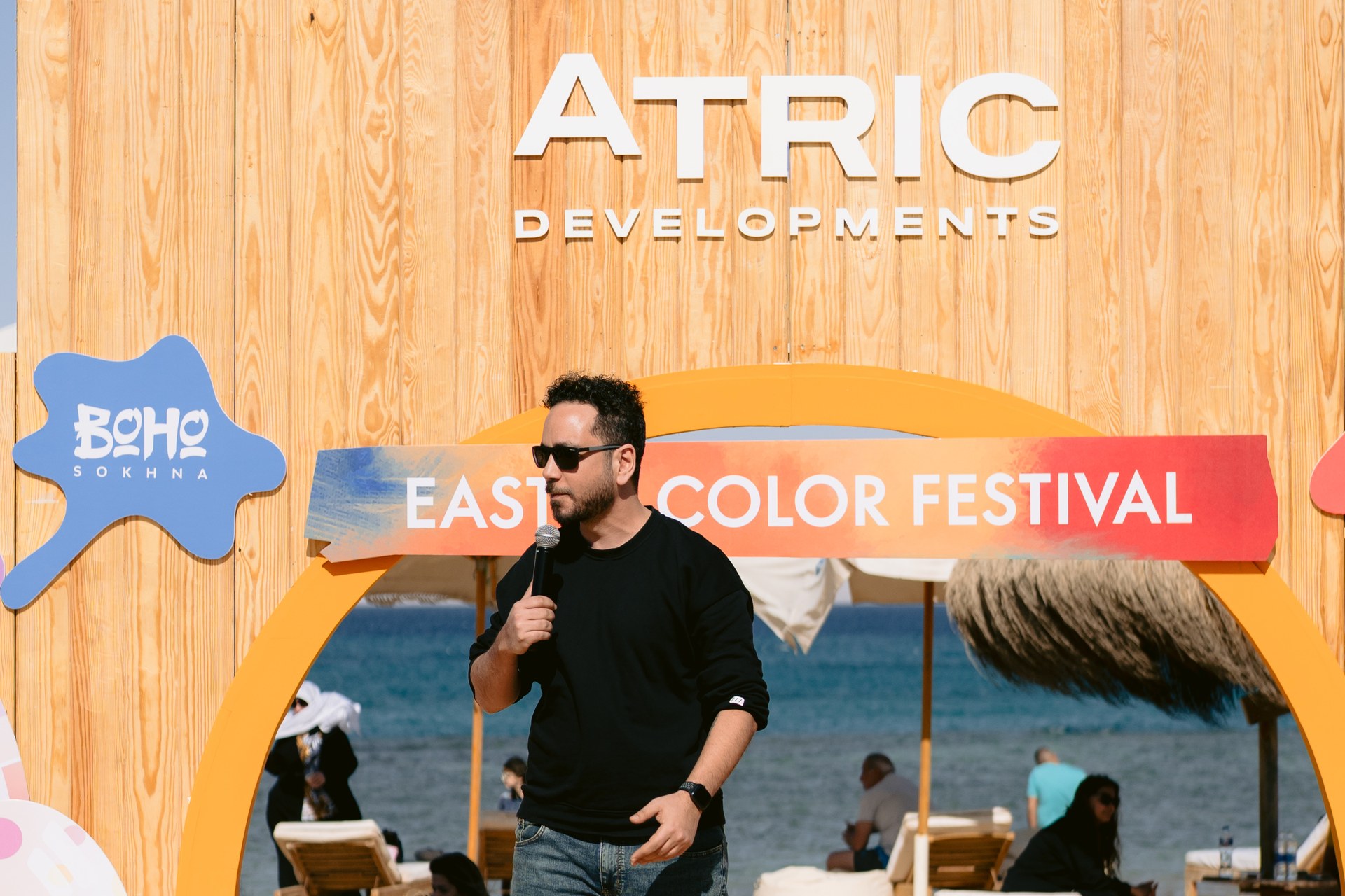 The branded Easter Color Festival stage at BOHO Sokhna