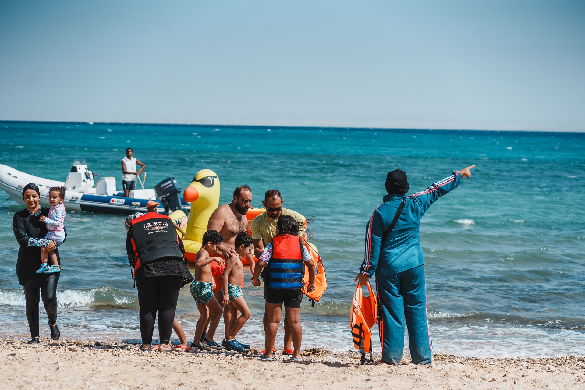 Families returning from a water activity at BOHO Sokhna
