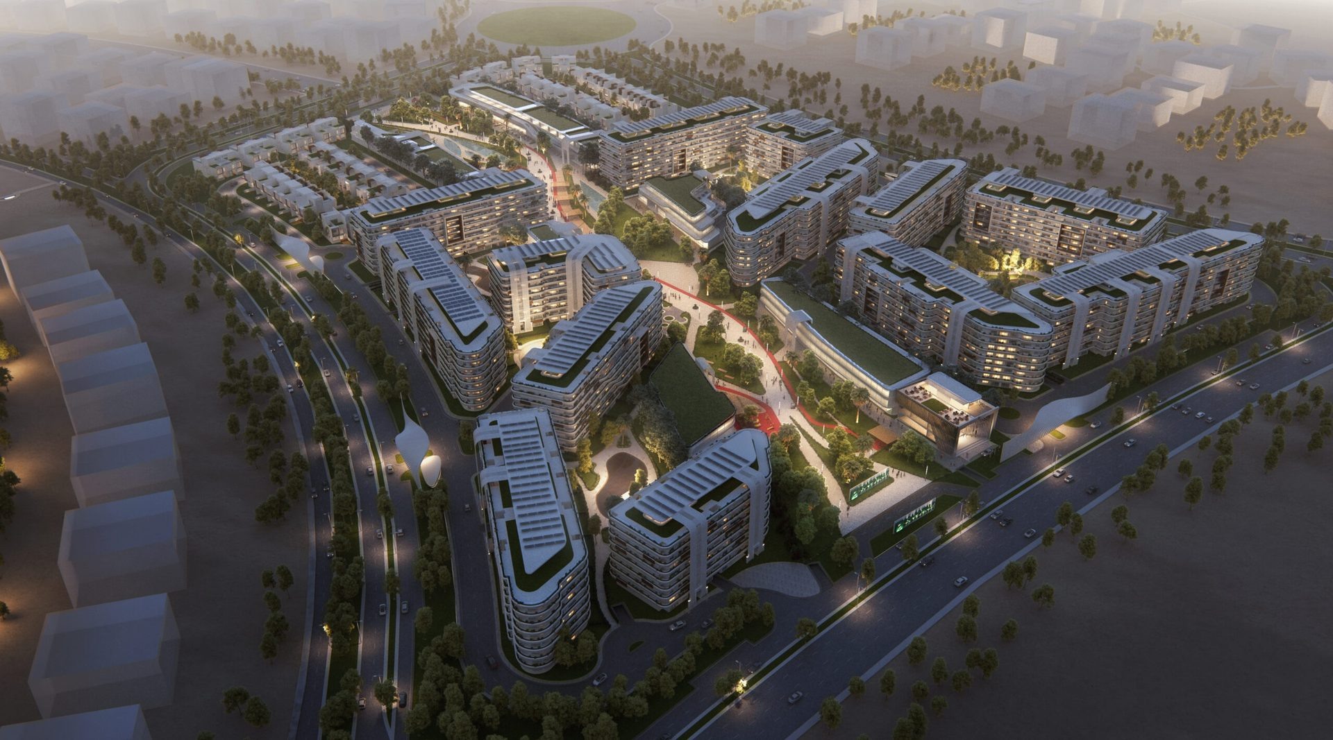 Boardwalk masterplan showing its open landscaped ground plane
